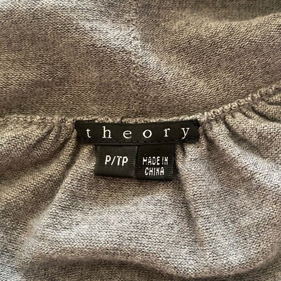 Theory Gray Maritza B New Steady Wool Blend Drape Open Front Cardigan Size 00-0 - Picture 4 of 6